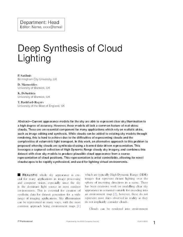 Deep synthesis of cloud lighting Thumbnail