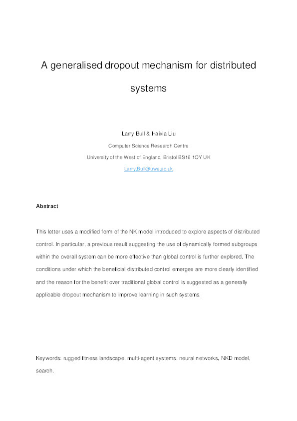 A generalised dropout mechanism for distributed systems Thumbnail