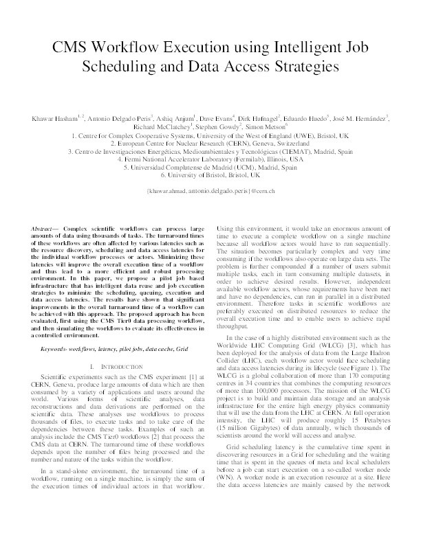 CMS workflow execution using intelligent job scheduling and data access strategies Thumbnail