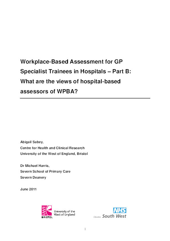 Workplace-based assessment for GP specialist trainees in hospitals – Part B: What are the views of hospital-based assessors of WPBA? Thumbnail