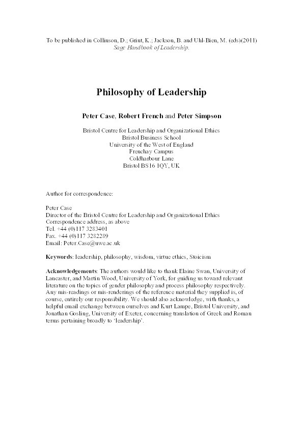 Philosophy of leadership Thumbnail