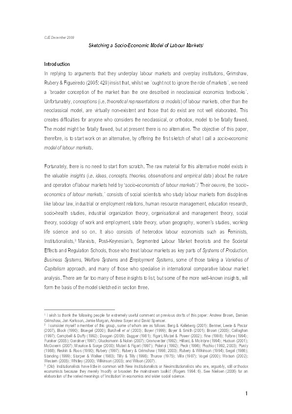 Sketching a socio-economic model of labour markets Thumbnail