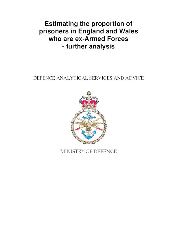 Estimating the proportion of prisoners in England and Wales who are ex-Armed Forces - further analysis Thumbnail