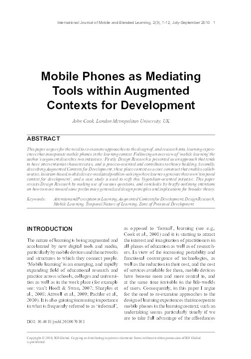 Mobile Phones as Mediating Tools Within Augmented Contexts for Development Thumbnail
