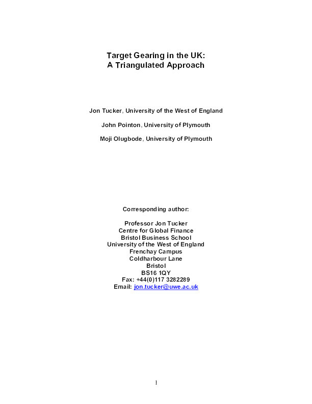 Target gearing in the UK: A triangulated approach Thumbnail