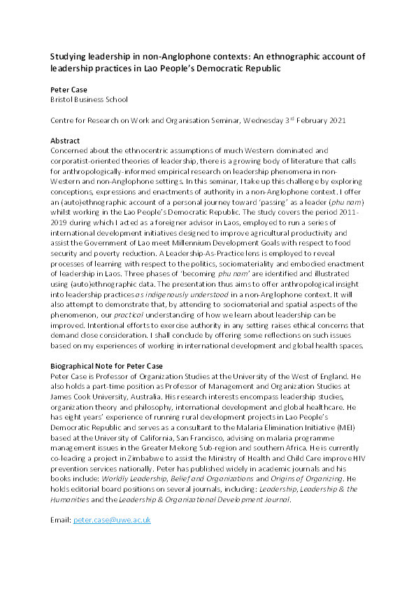 Peter Case seminar abstract Thumbnail