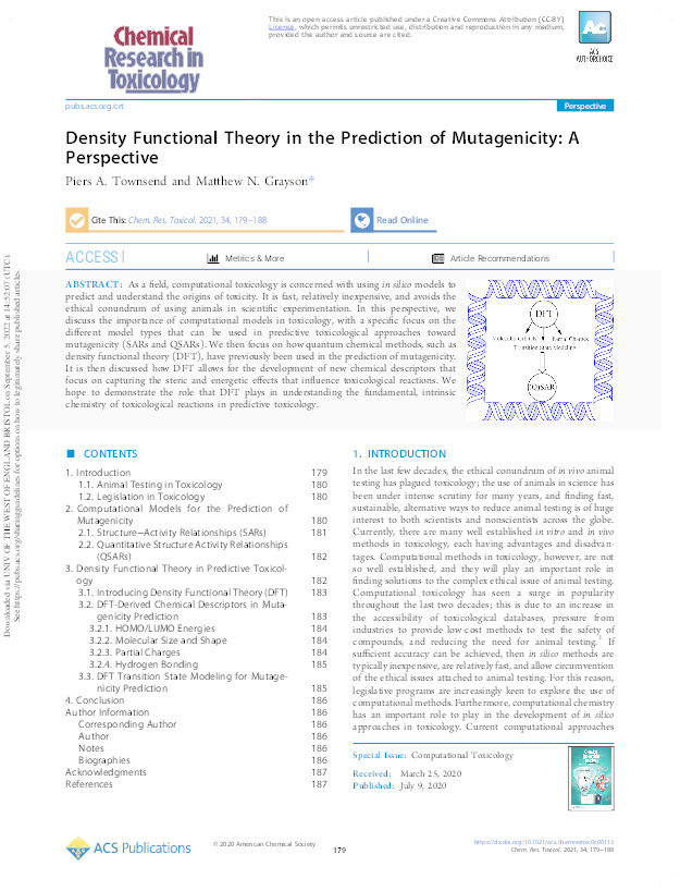 Density functional theory in the prediction of mutagenicity: A perspective Thumbnail