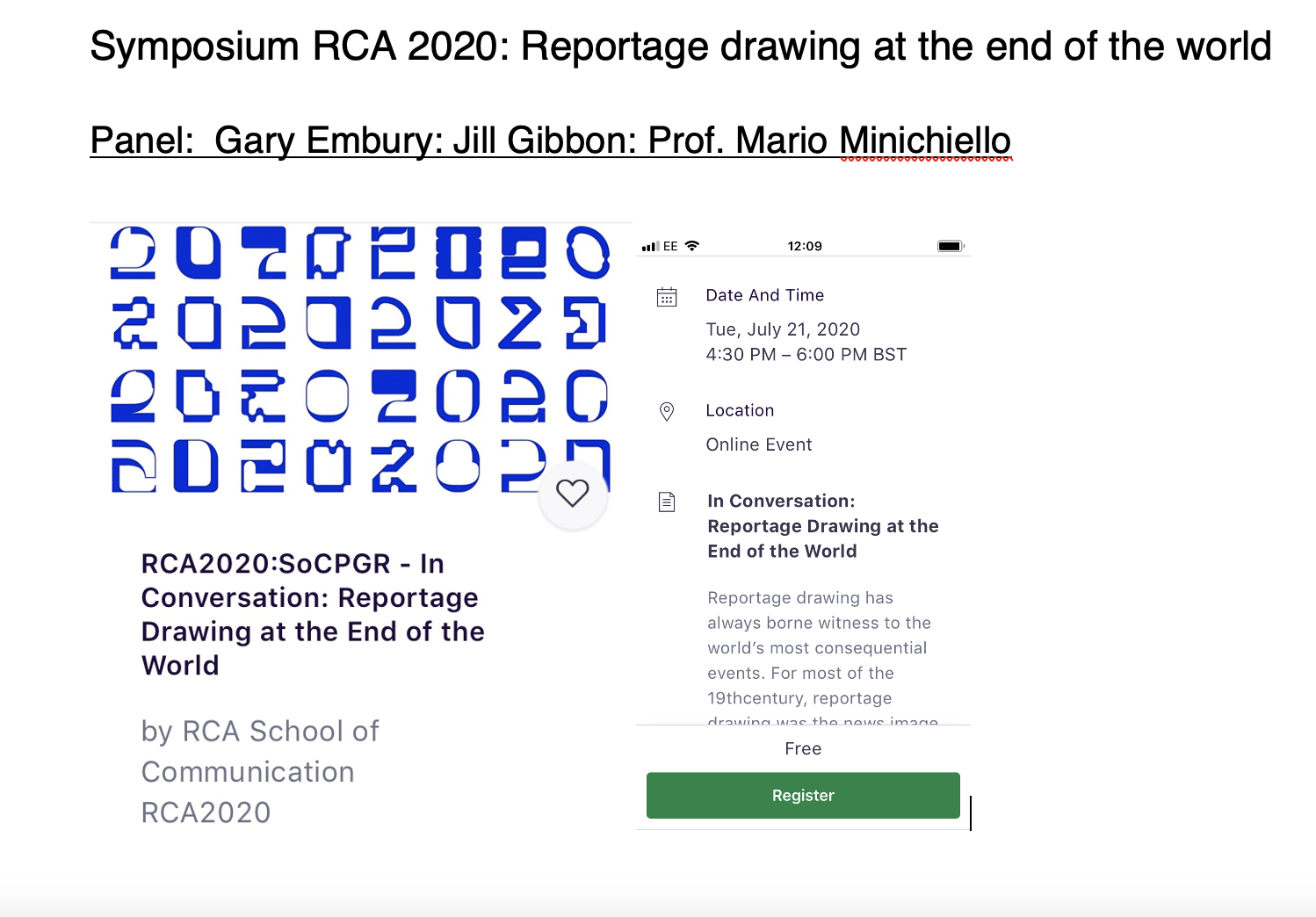 RCA Symposium: Reportage drawing at the end of the world - Screenshot