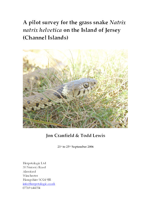 A pilot survey for the grass snake Natrix natrix helvetica on the Island of Jersey (Channel Islands) Thumbnail