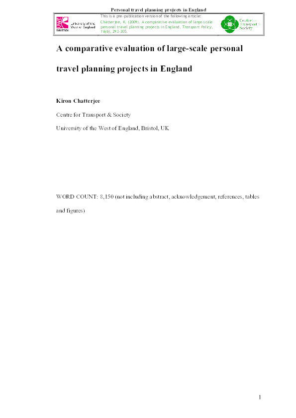 A comparative evaluation of large-scale personal travel planning projects in England Thumbnail