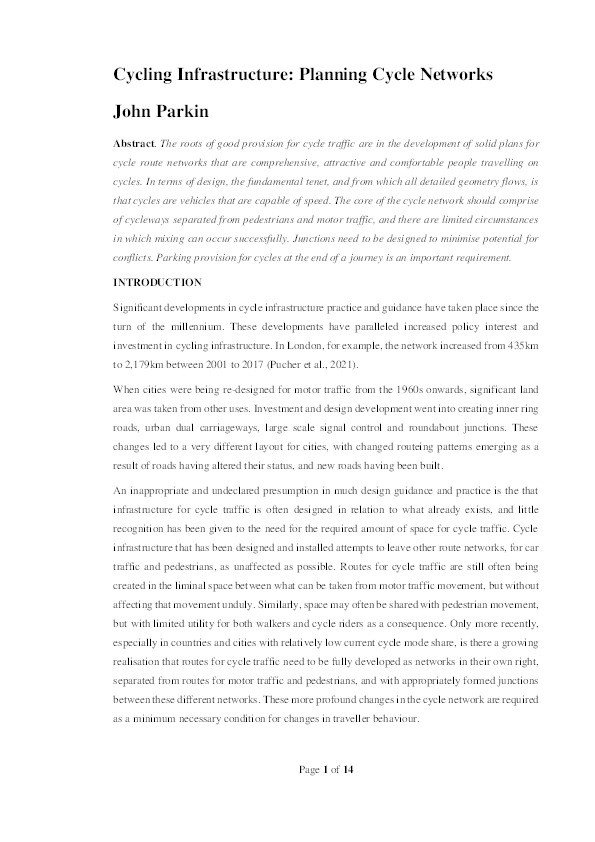 Cycling infrastructure: Planning cycle networks Thumbnail