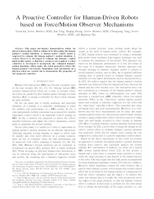 A proactive controller for human-driven robots based on force/motion observer mechanisms Thumbnail