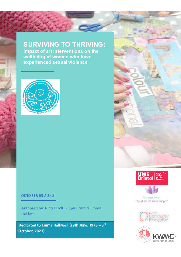 Surviving to thriving: Impact of art interventions on the wellbeing of women who have experienced sexual violence Thumbnail