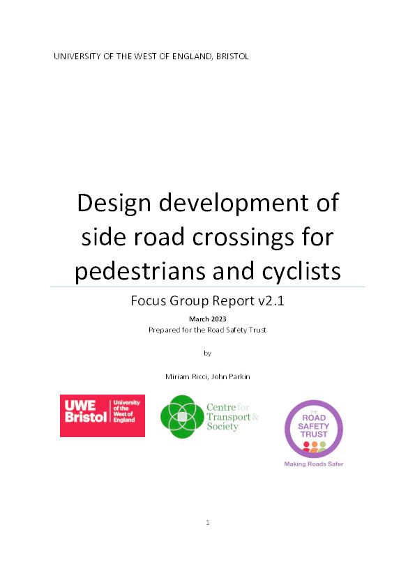 UWE Priority side road study focus group report Thumbnail