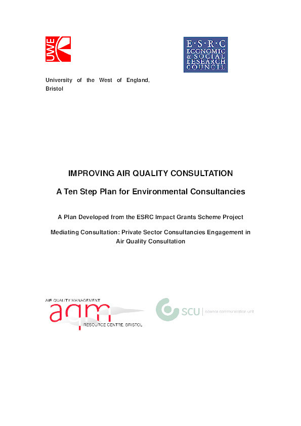 Improving air quality consultation. A 10 step plan for environmental consultancies Thumbnail