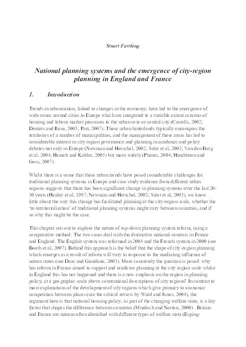 National planning systems and city region planning in England and France Thumbnail