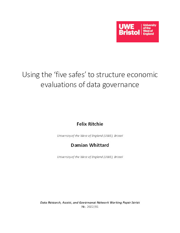 Using the ‘five safes’ to structure economic evaluations of data governance Thumbnail