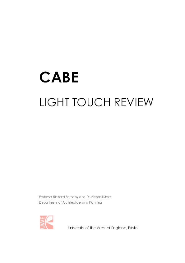 CABE Light Touch review. Report for DCLG and DCMS Thumbnail