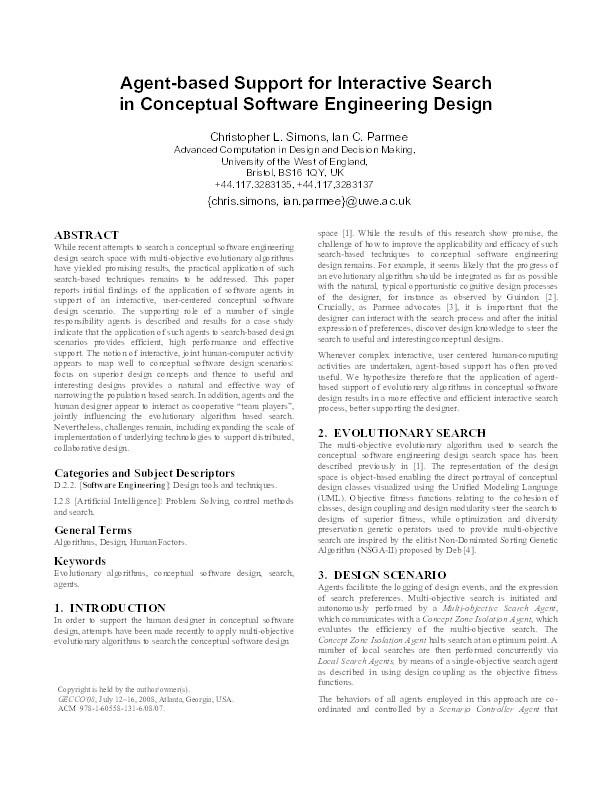 Agent-based support for interactive search in conceptual software design Thumbnail