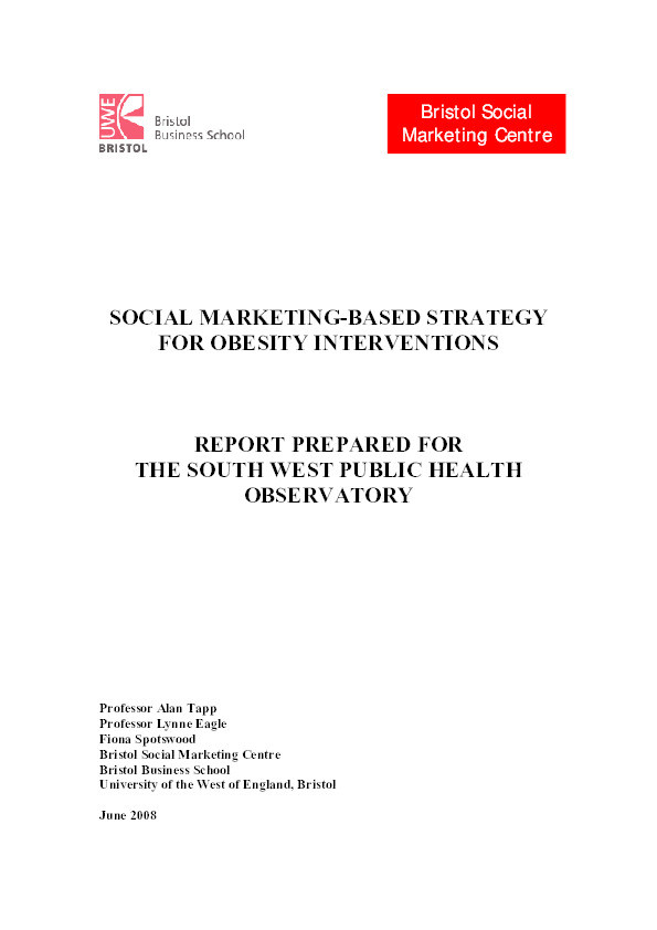 Social marketing-based strategy for obesity interventions Thumbnail