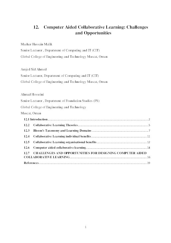 Computer aided collaborative learning using cloud computing: Challenges and opportunities Thumbnail