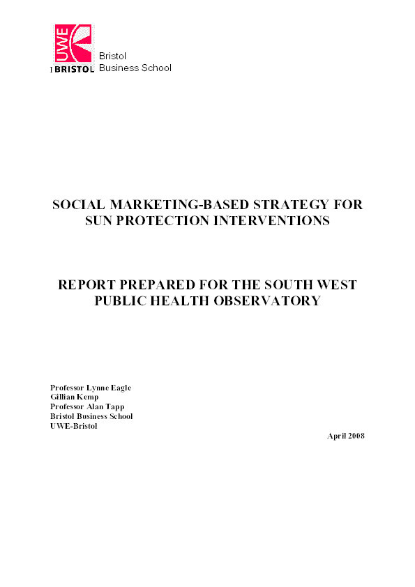 Social marketing-based strategy for sun protection interventions Thumbnail