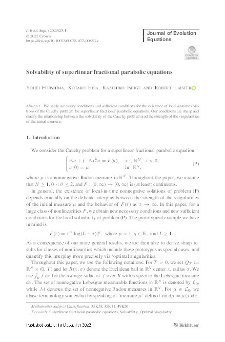 Solvability of superlinear fractional parabolic equations Thumbnail