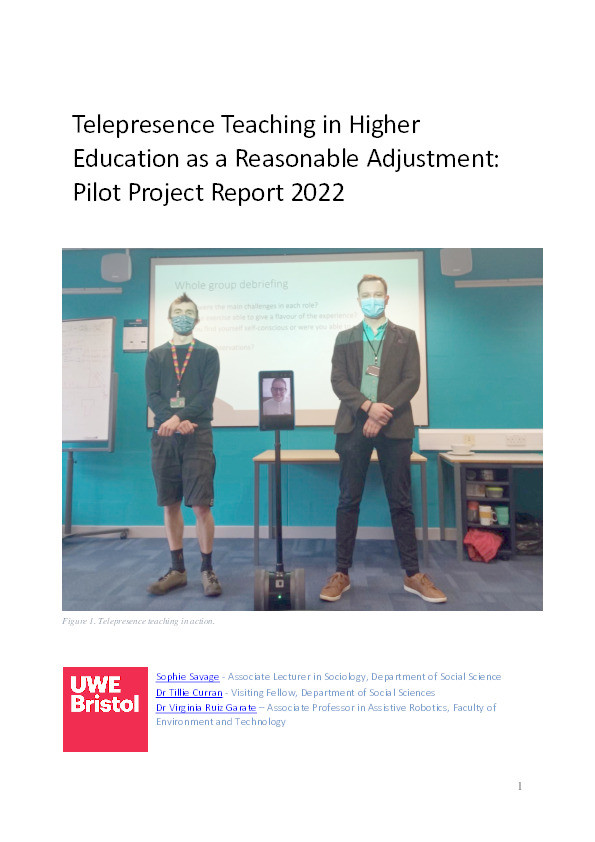 Telepresence teaching in higher education as a reasonable adjustment: Pilot project report 2022 Thumbnail