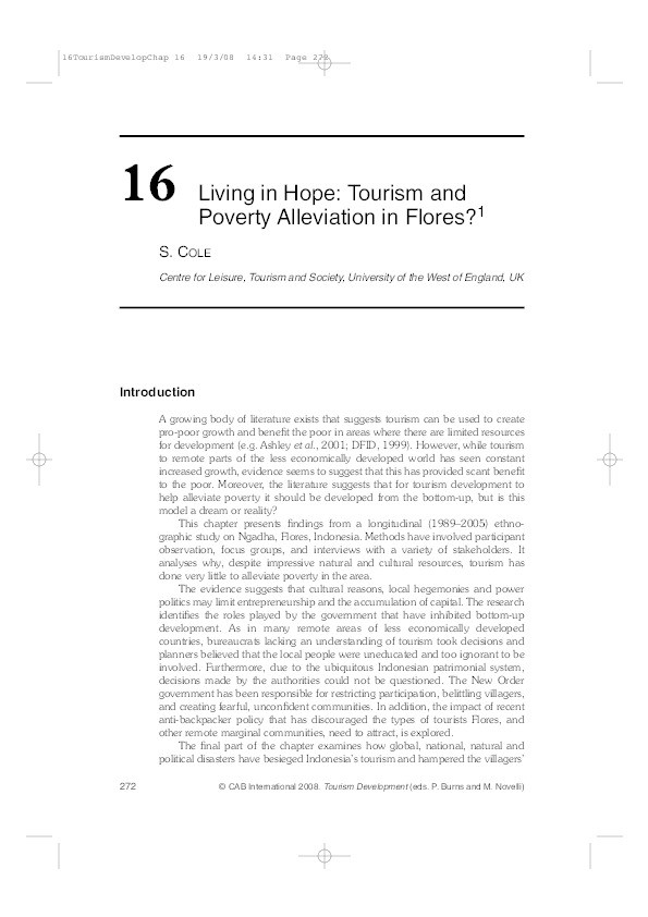 Living in hope: Tourism and poverty alleviation in Flores Thumbnail