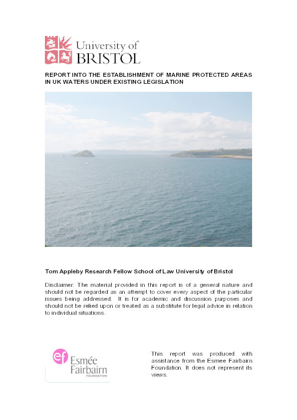 Report into the establishment of marine protected areas in UK waters under existing legislation Thumbnail