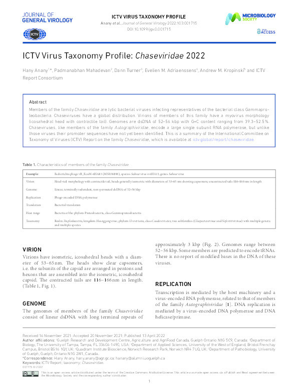 ICTV virus taxonomy profile: Chaseviridae 2022 Thumbnail