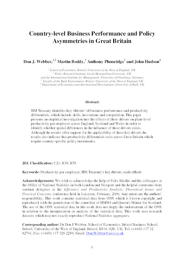 Country-level business performance and policy asymmetries in the UK Thumbnail