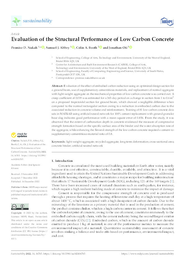 Evaluation of the structural performance of low carbon concrete Thumbnail