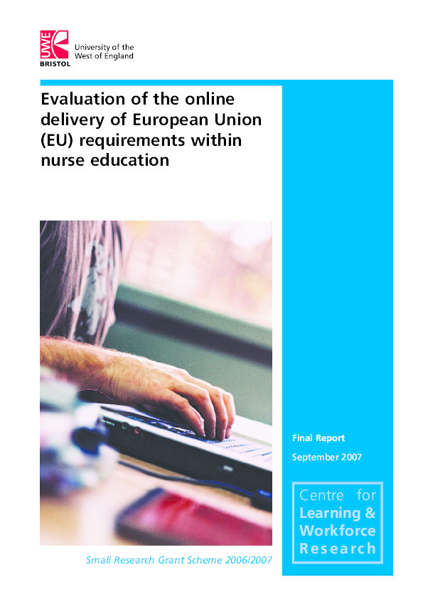 Evaluation of the online delivery of European Union (EU) requirements within nurse education Thumbnail
