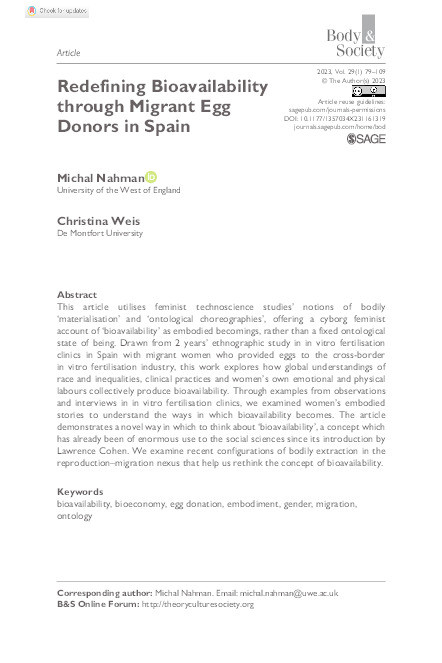 Redefining bioavailability through the 'lens' of migrant egg donors in Spain Thumbnail