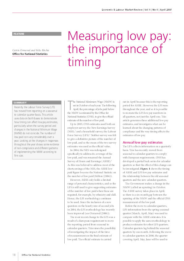 Measuring low pay: The importance of timing Thumbnail