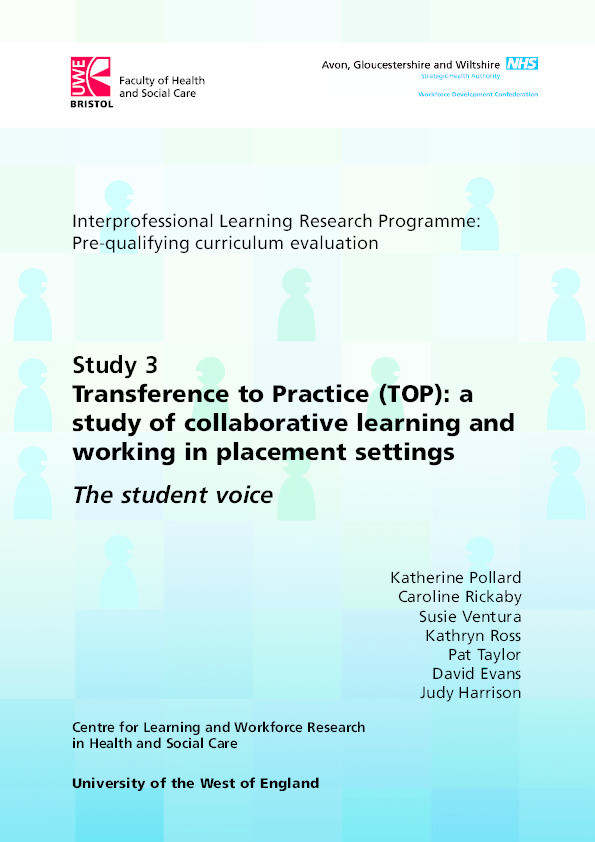 Transference to Practice (TOP): A study of collaborative learning and working in placement settings. The student voice Thumbnail