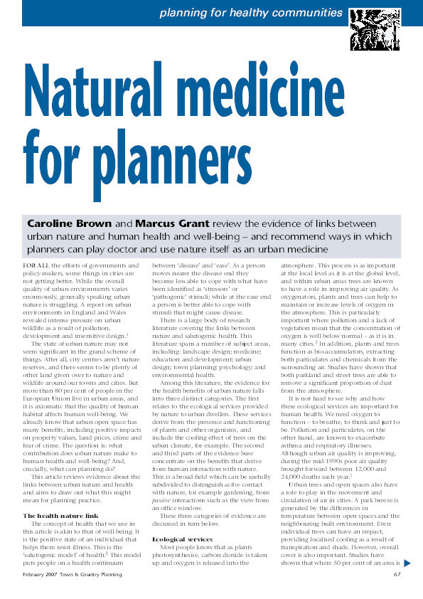 Natural medicine for planners Thumbnail