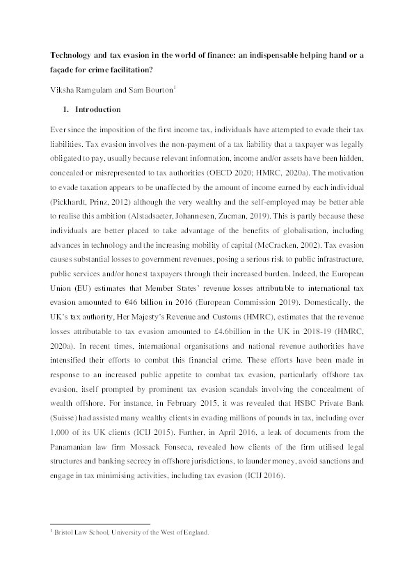 Technology and tax evasion in the world of finance: An indispensable helping hand or a façade for crime facilitation? Thumbnail