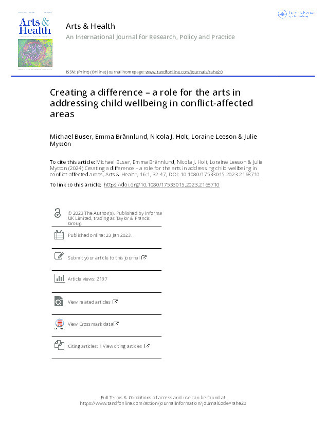 Creating a difference – a role for the arts in addressing child wellbeing in conflict-affected areas Thumbnail