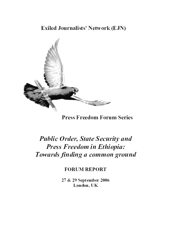 Public order, state security and press freedom in Ethiopia: towards finding a common ground. Thumbnail