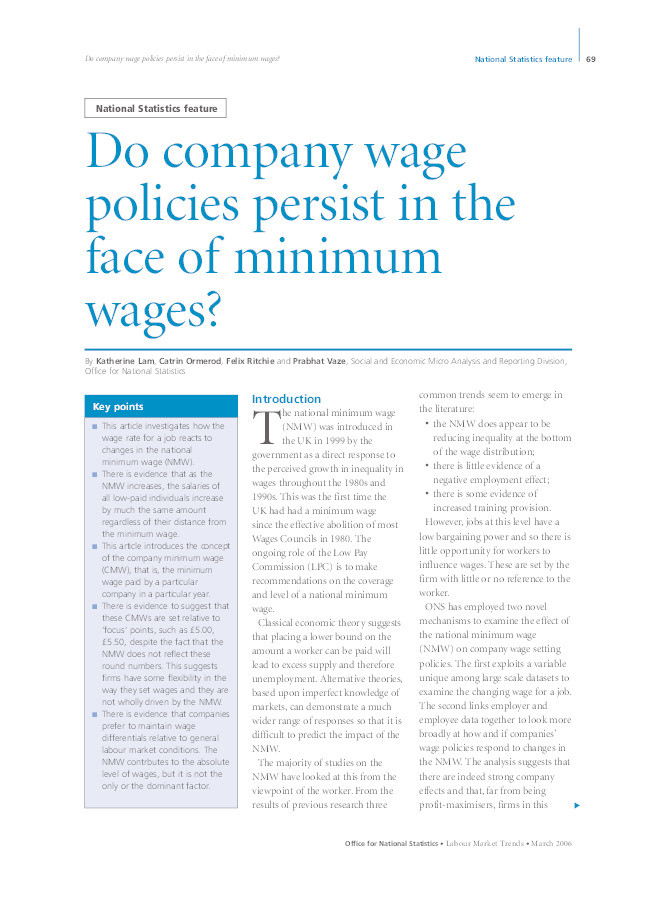 Do company wage policies persist in the face of minimum wages? Thumbnail