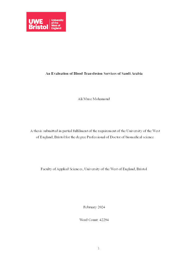 An evaluation of blood transfusion service in Saudi Arabia Thumbnail