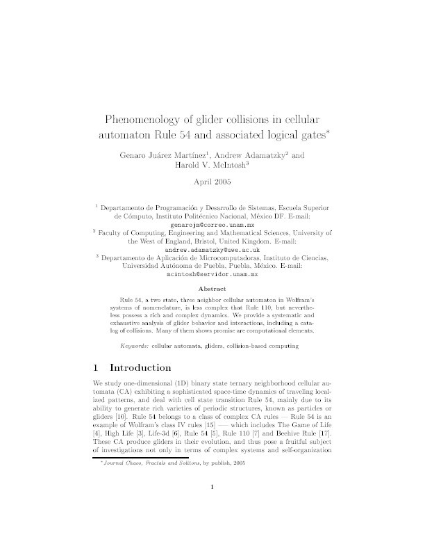 Phenomenology of glider collisions in cellular automaton Rule 54 and associated logical gates Thumbnail