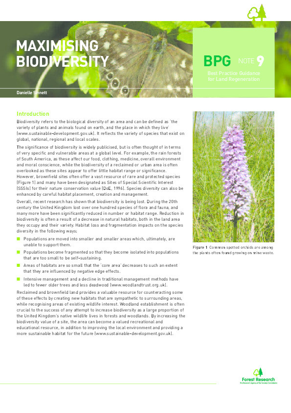 Best Practice Guidance for Land Regeneration Note 9: Maximising biodiversity Thumbnail