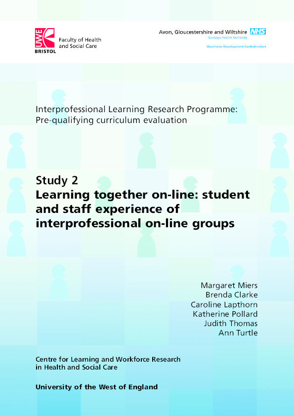 Learning together on-line: Student and staff experience of interprofessional on-line groups Thumbnail