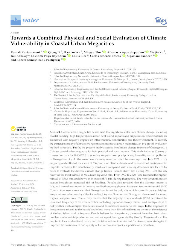 Towards a combined physical and social evaluation of climate vulnerability in coastal urban megacities Thumbnail