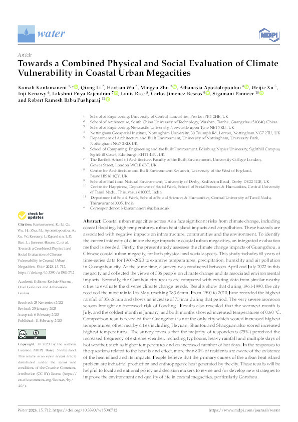 Towards a combined physical and social evaluation of climate vulnerability in coastal urban megacities Thumbnail