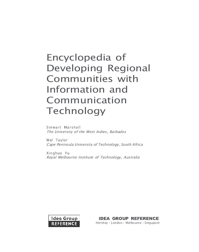 Encyclopedia of Developing Regional Communities with Information and Communication Technology Thumbnail