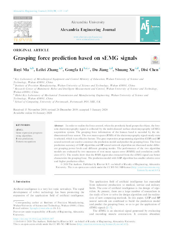 Grasping force prediction based on sEMG signals Thumbnail